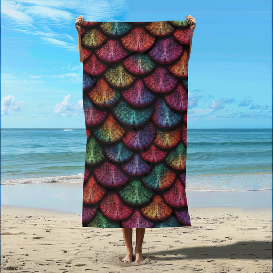 Colorful Mermaid Tail Beach Towel