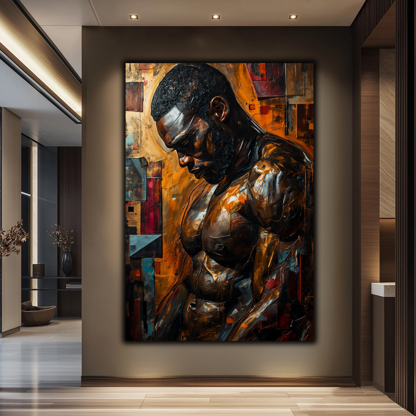 Black Man Wall Art | Abstract Colorful African American Canvas Print | Modern Home Decor