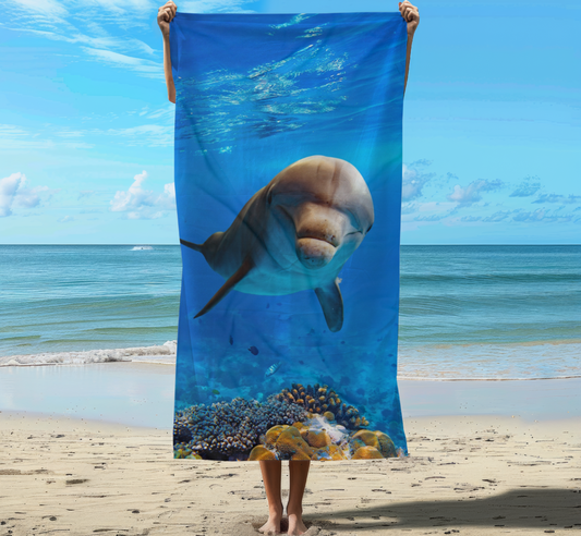 Dolphin in Tropical Ocean Reef Beach Towel