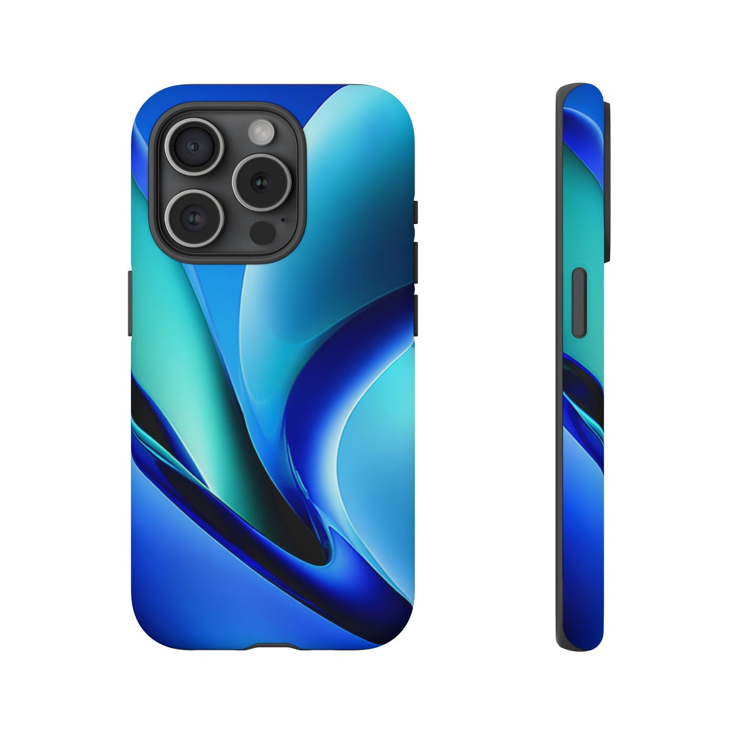 Abstract Blue/Turquoise Tough Phone Case – Compatible with iPhone & Samsung