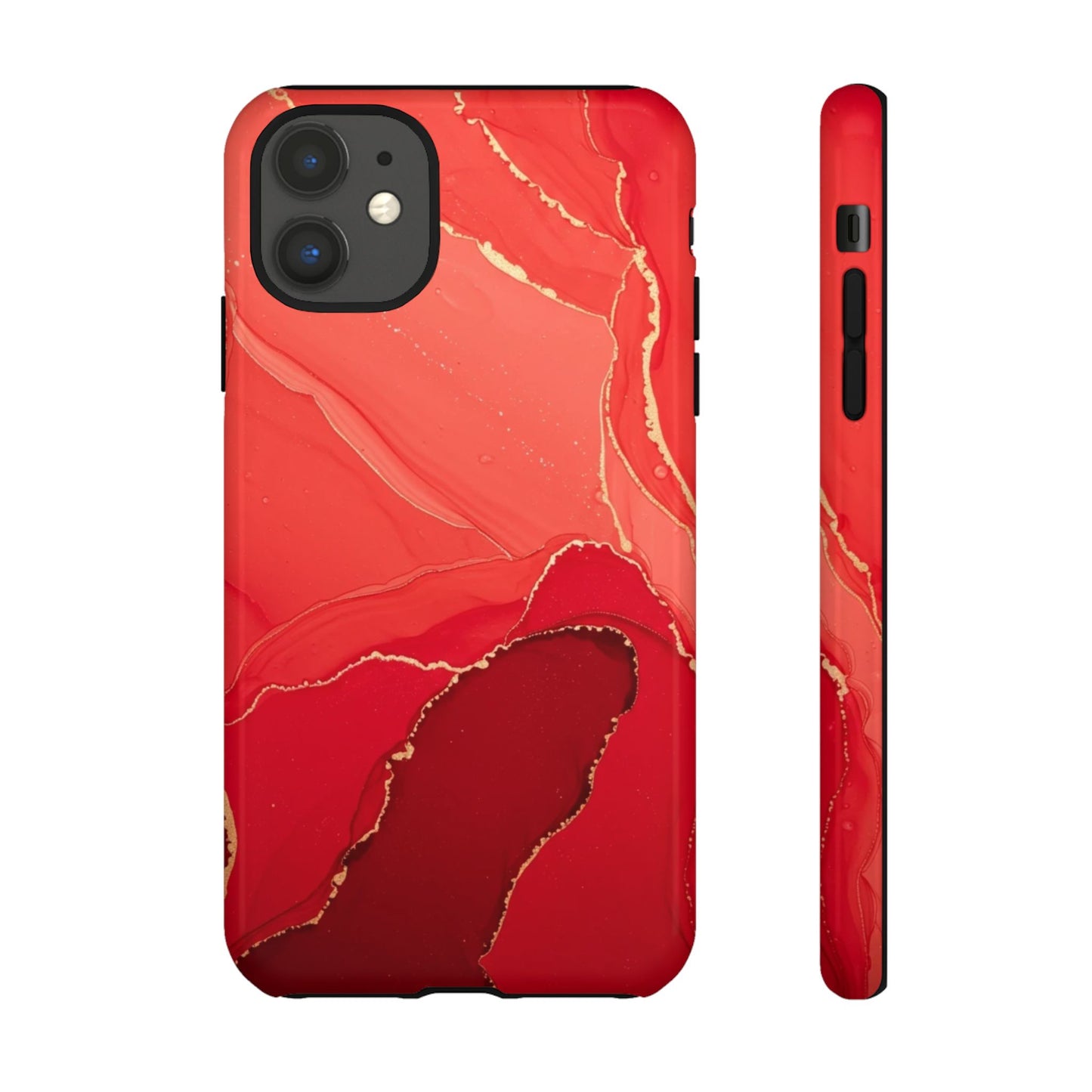 Red & Gold Marble Design - Tough Phone Case - iPhone or Samsung Phones