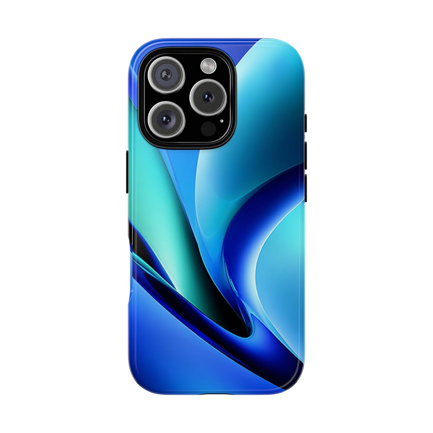Abstract Blue/Turquoise Tough Phone Case – Compatible with iPhone & Samsung