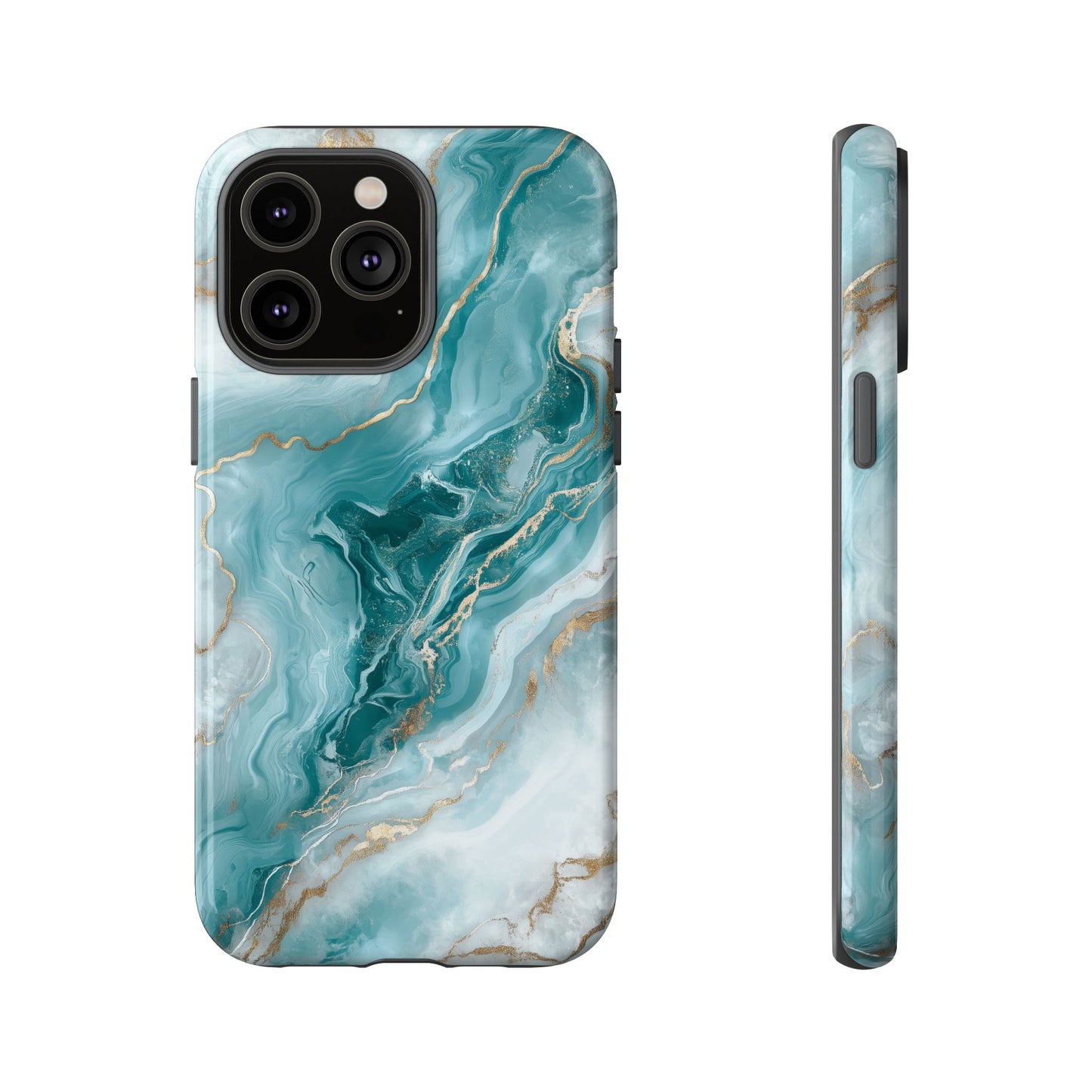 Stylish Turquoise Marbled Tough Phone Case for Ultimate Protection, iPhone or Samsung Phone Case