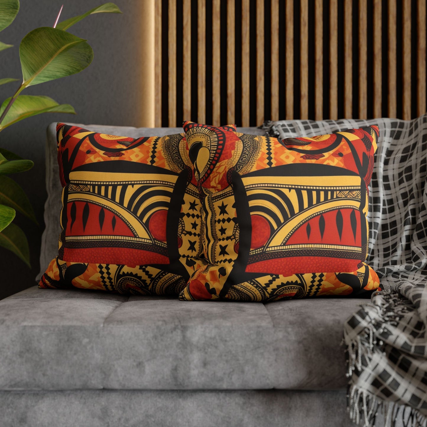 Decorative Abstract African Design Faux Suede Pillowcase