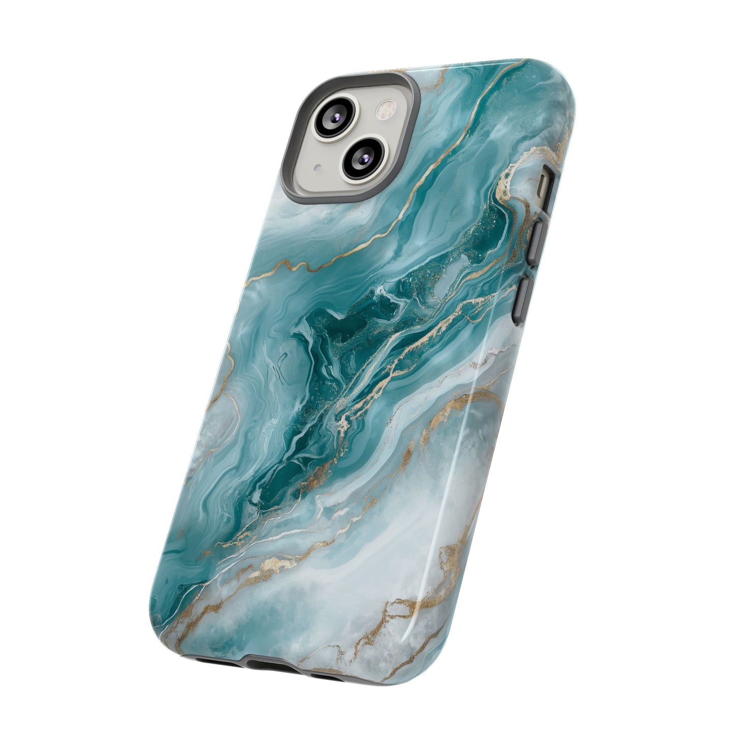 Stylish Turquoise Marbled Tough Phone Case for Ultimate Protection, iPhone or Samsung Phone Case