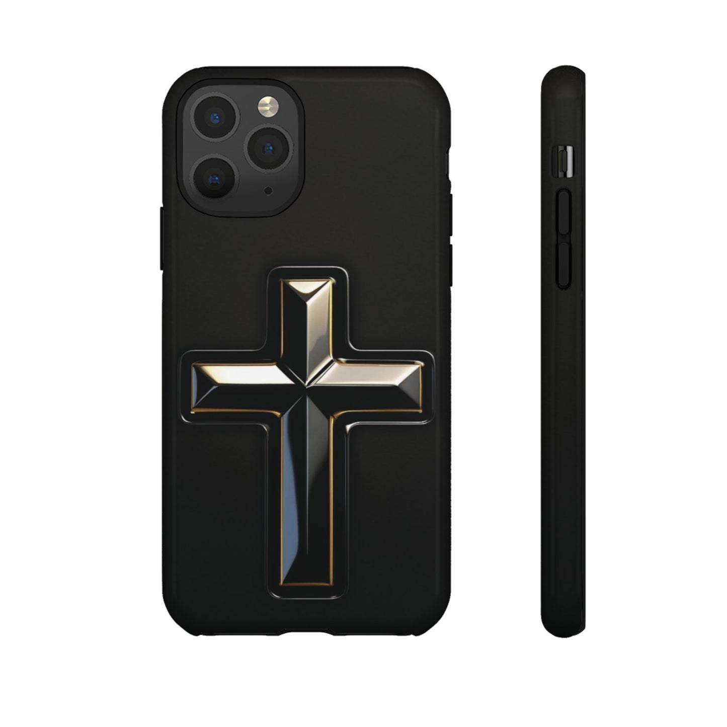Black and Gold Cross Tough Phone Case – Compatible with iPhone & Samsung