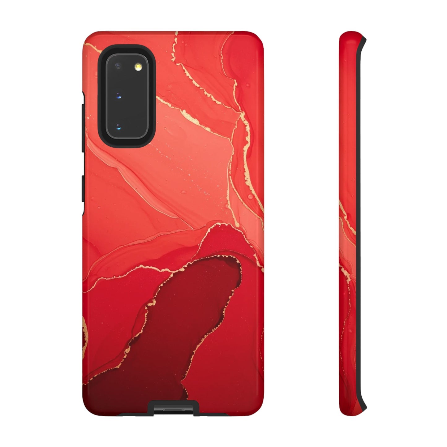 Red & Gold Marble Design - Tough Phone Case - iPhone or Samsung Phones