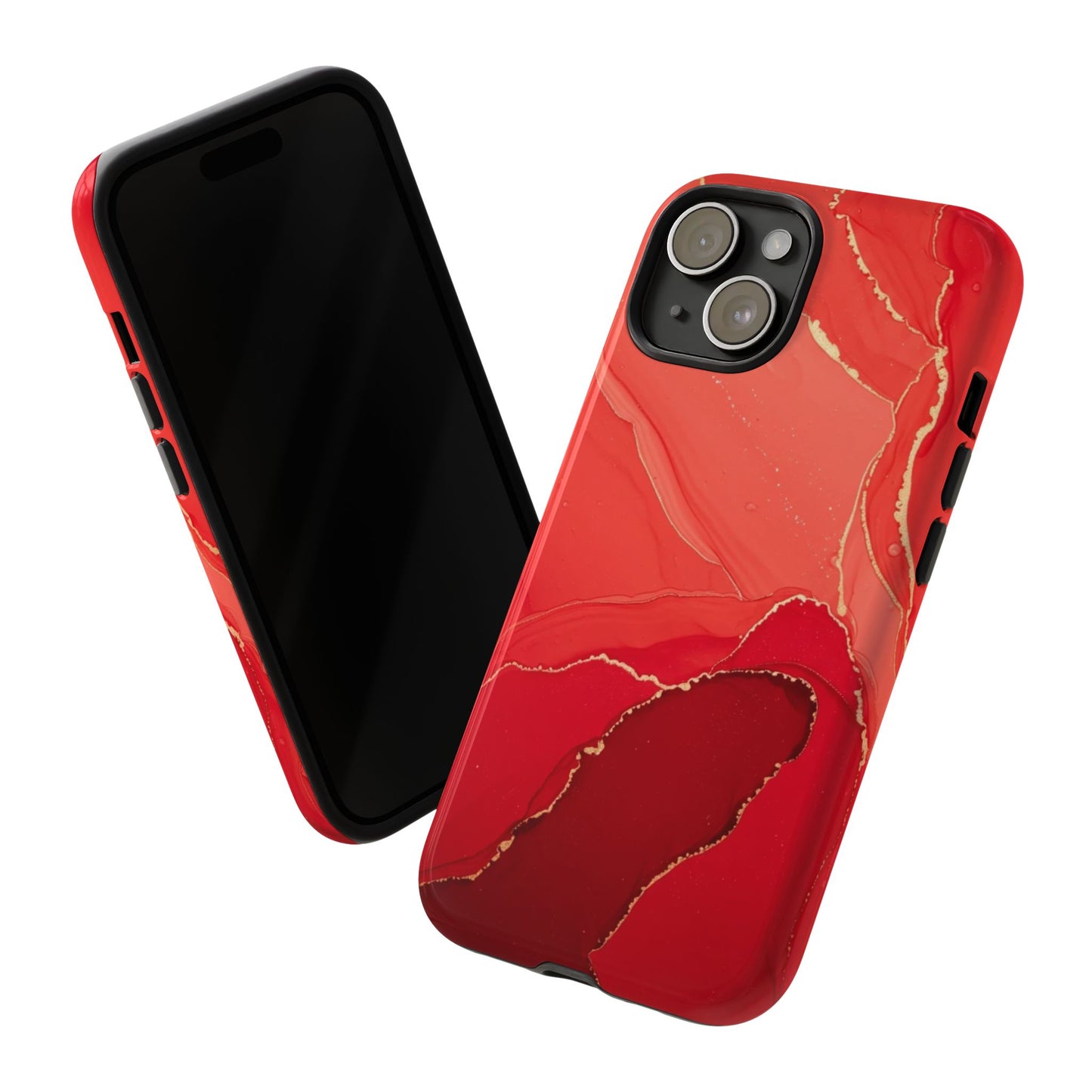 Red & Gold Marble Design - Tough Phone Case - iPhone or Samsung Phones