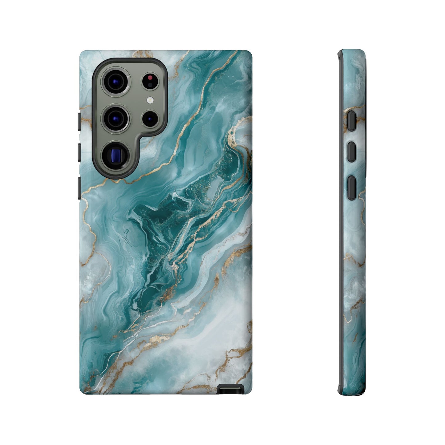 Stylish Turquoise Marbled Tough Phone Case for Ultimate Protection, iPhone or Samsung Phone Case