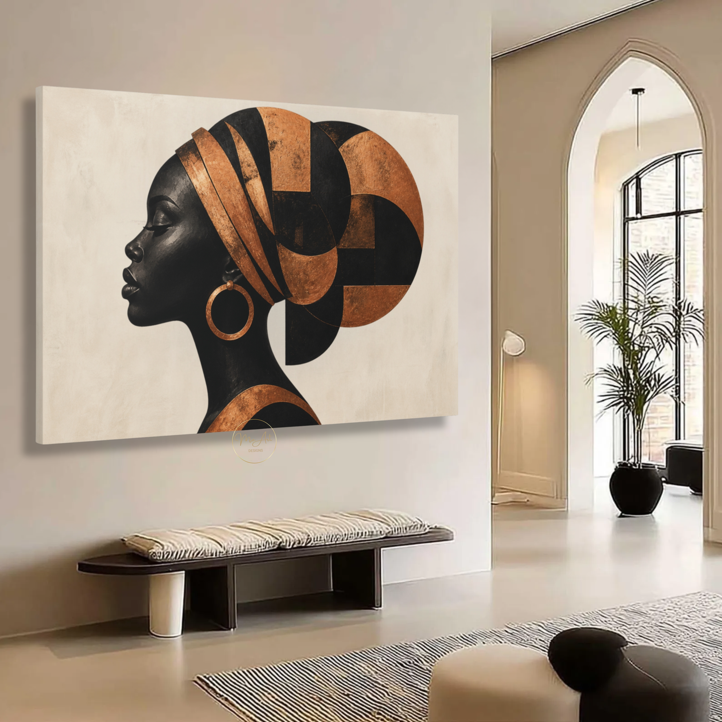 Black Woman Wall Art – Timeless Beauty | Abstract in Copper & Black Canvas Print