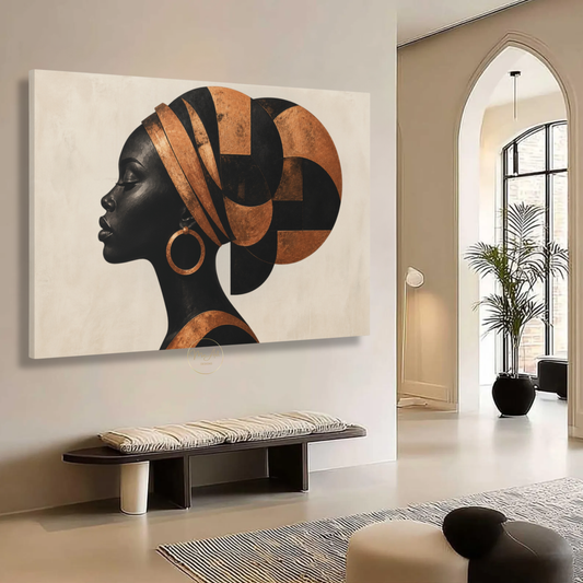 Black Woman Wall Art – Timeless Beauty | Abstract in Copper & Black Canvas Print