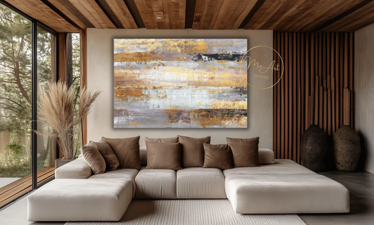 Abstract Gold, Brown, Gray and Black Canvas Wall Art