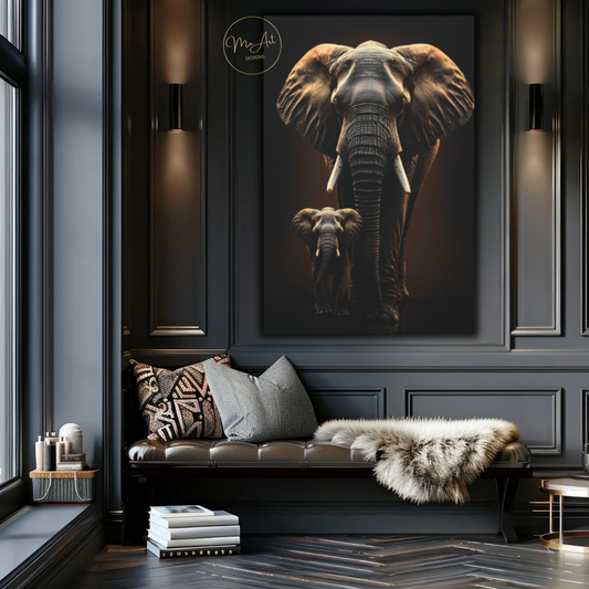 Black & Gold Elephant Wall Art – Unbreakable Bond / Canvas Print