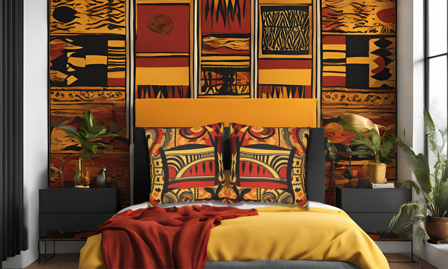 Decorative Abstract African Design Faux Suede Pillowcase