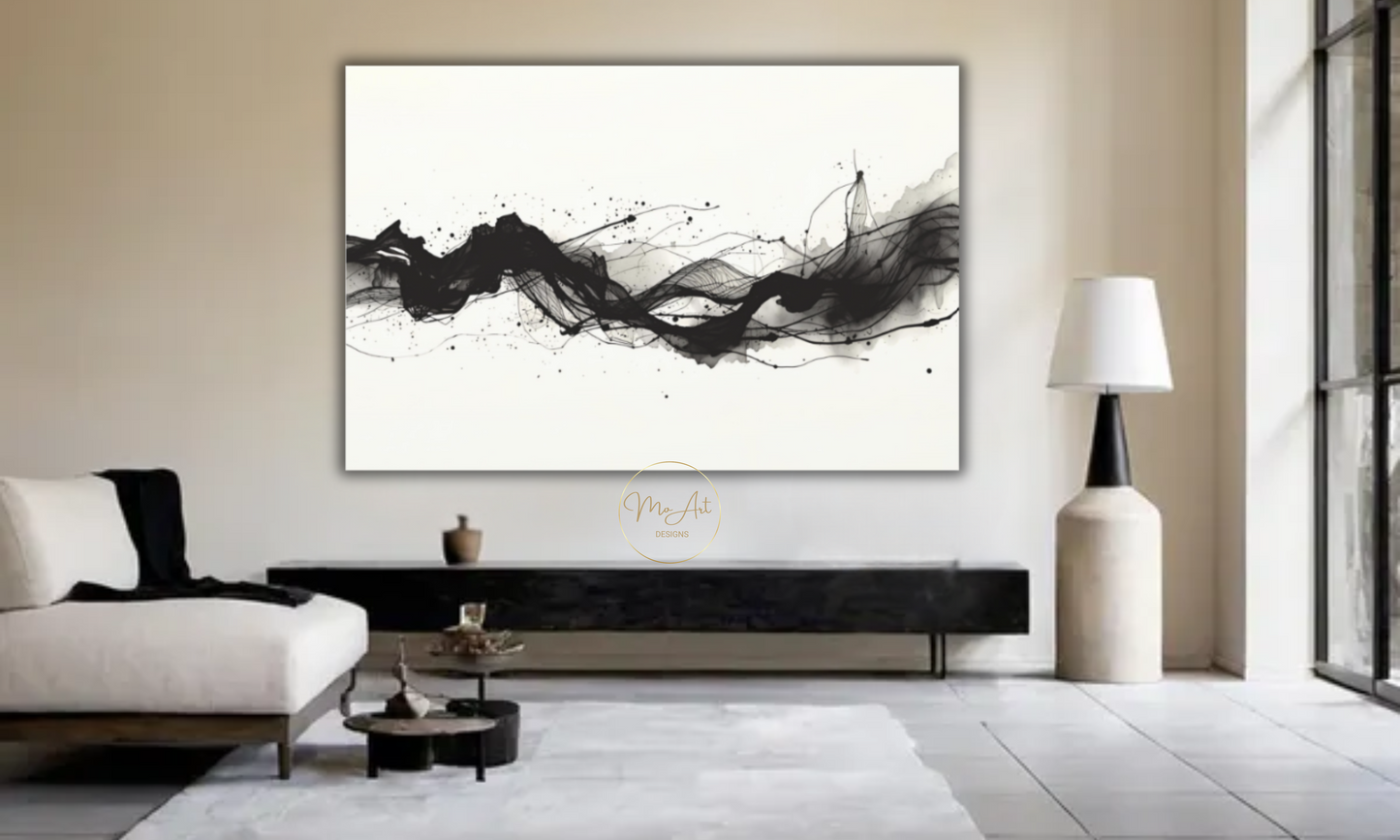 Abstract Black & White Minimalist Canvas Art
