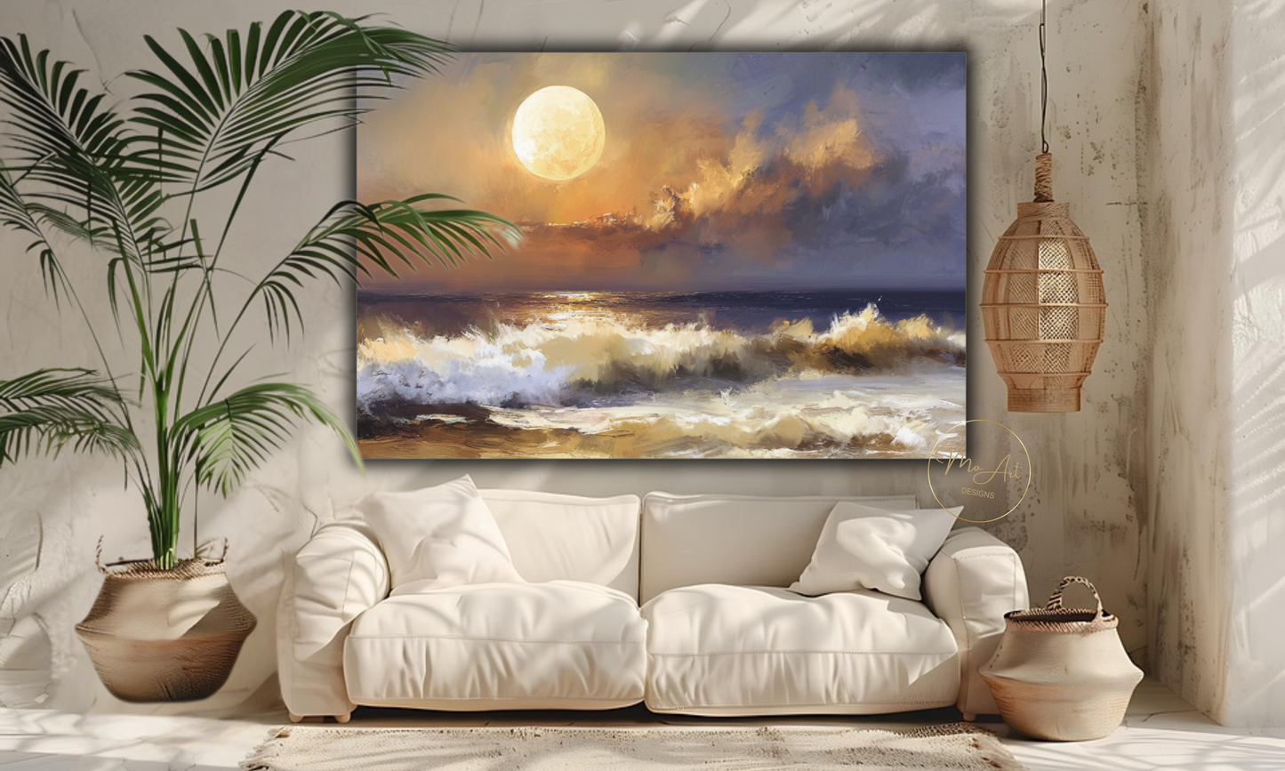Moonlit Tides Canvas Wall Art