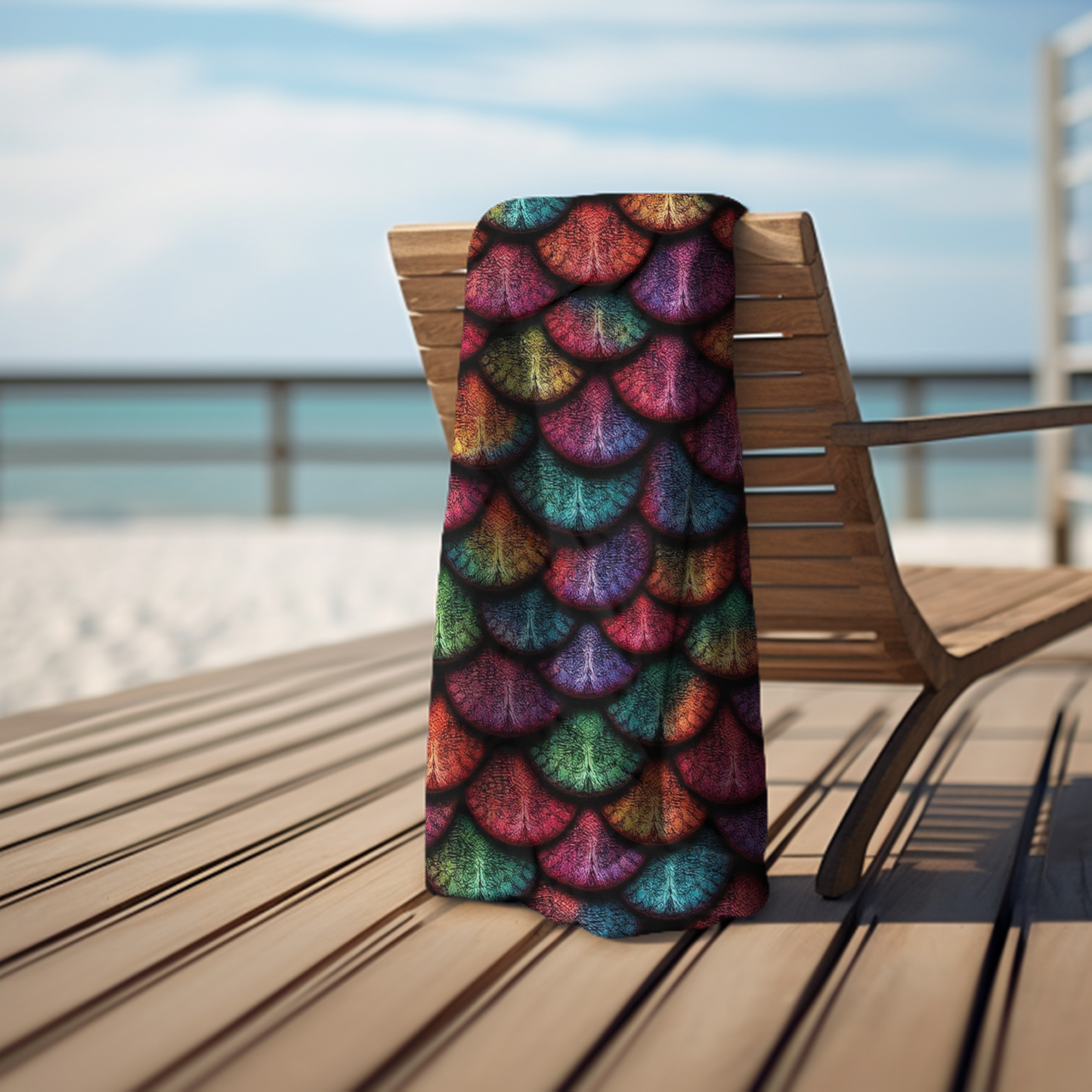 Colorful Mermaid Tail Beach Towel