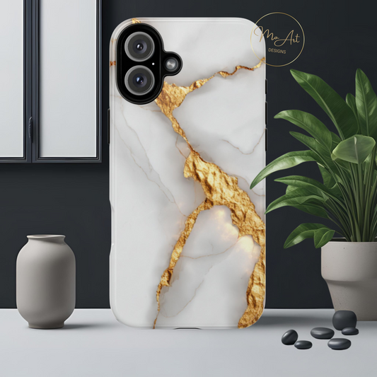Gold and Marble Design - Tough Phone Case - iPhone or Samsung Phones