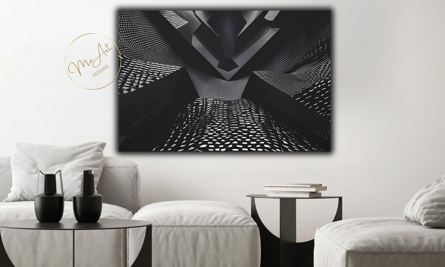 Black Futuristic Abstract  Canvas Wall Art