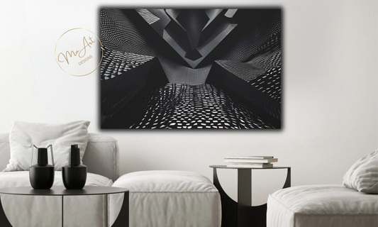 Black Futuristic Abstract  Canvas Wall Art