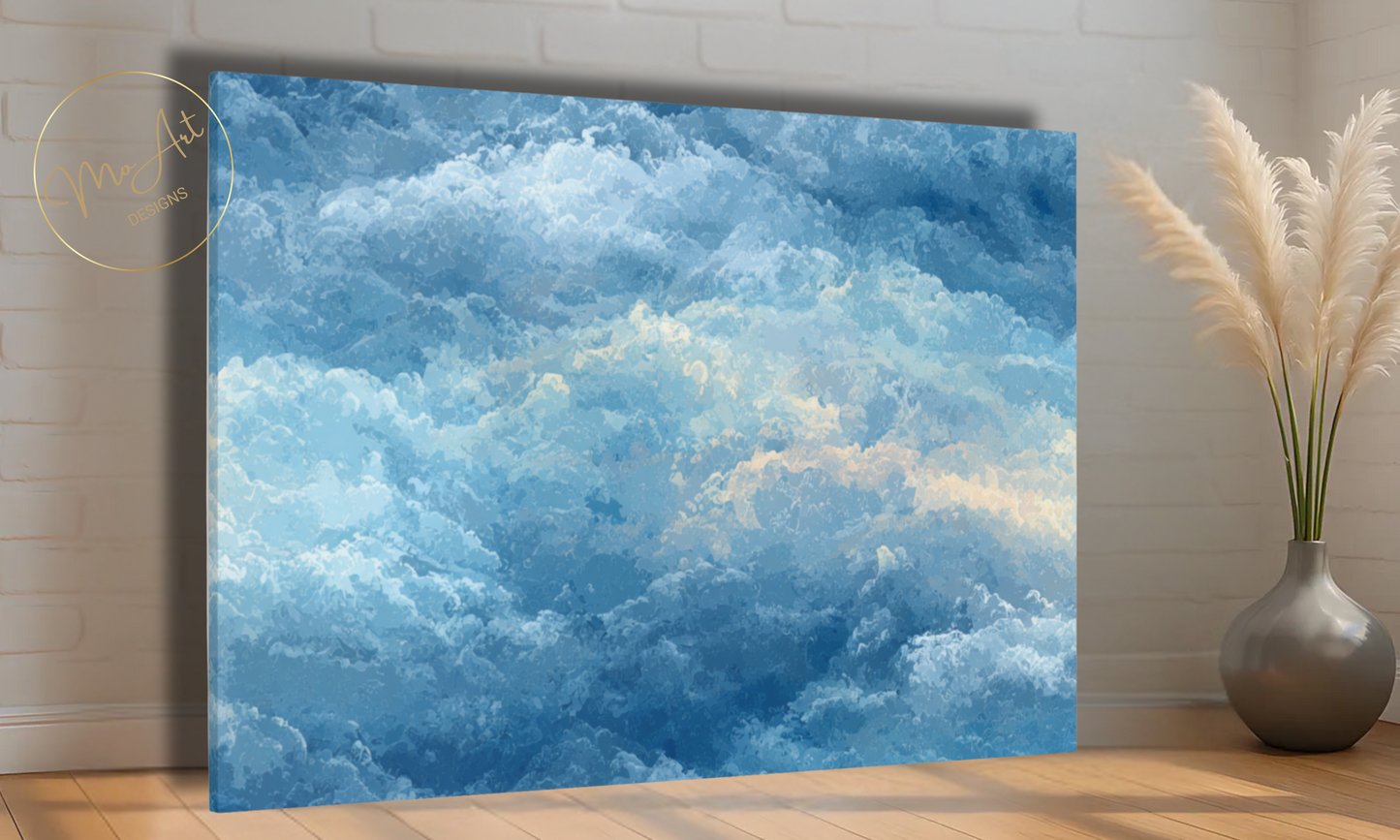 Abstract Blue Clouds Canvas Wall Art