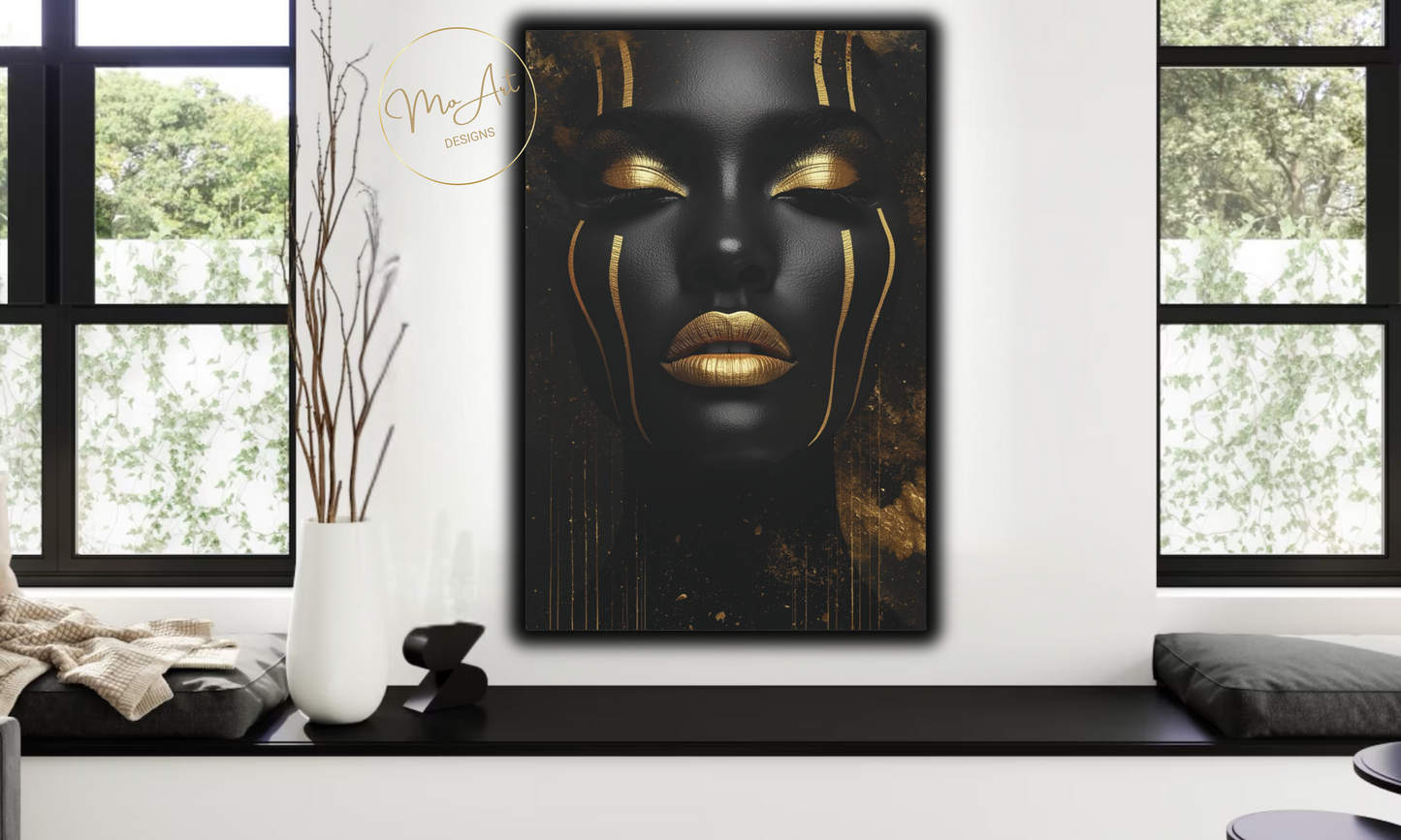 Black and Gold Woman Abstract – Luxury Canvas Wall Art