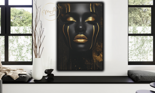 Black and Gold Woman Abstract – Luxury Canvas Wall Art