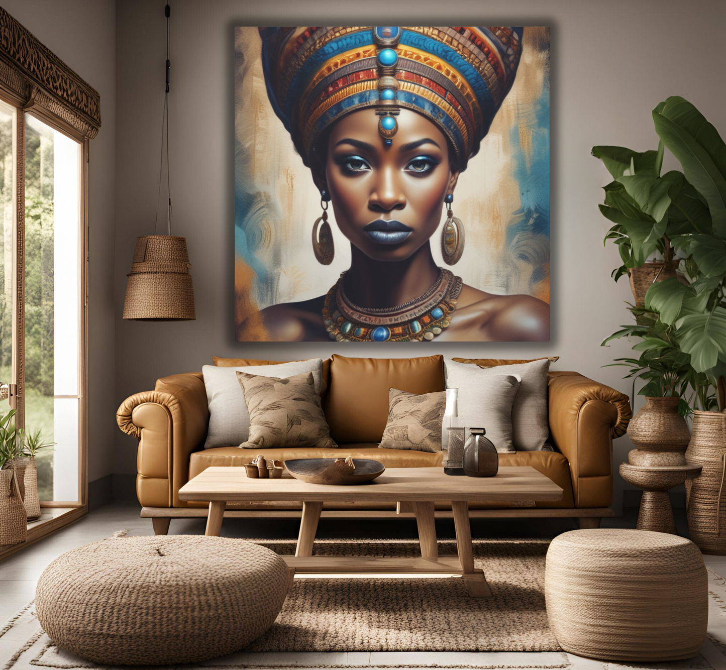 Beautiful African Woman with Hazel Eyes - Canvas Wall Art