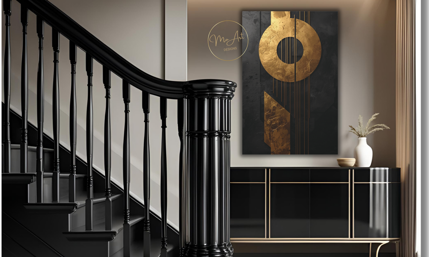 Gold & Black Geometric Canvas Wall Art
