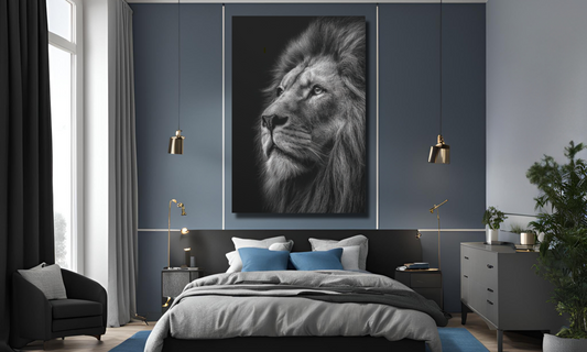 Black and White Lion Canvas Wall Art