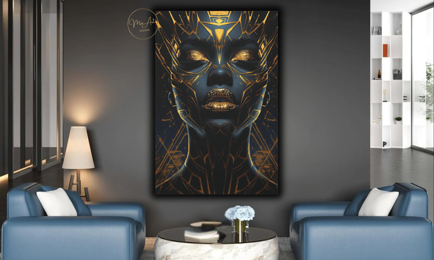 Black & Gold Woman Wall Art – Divine Authority / Canvas Print