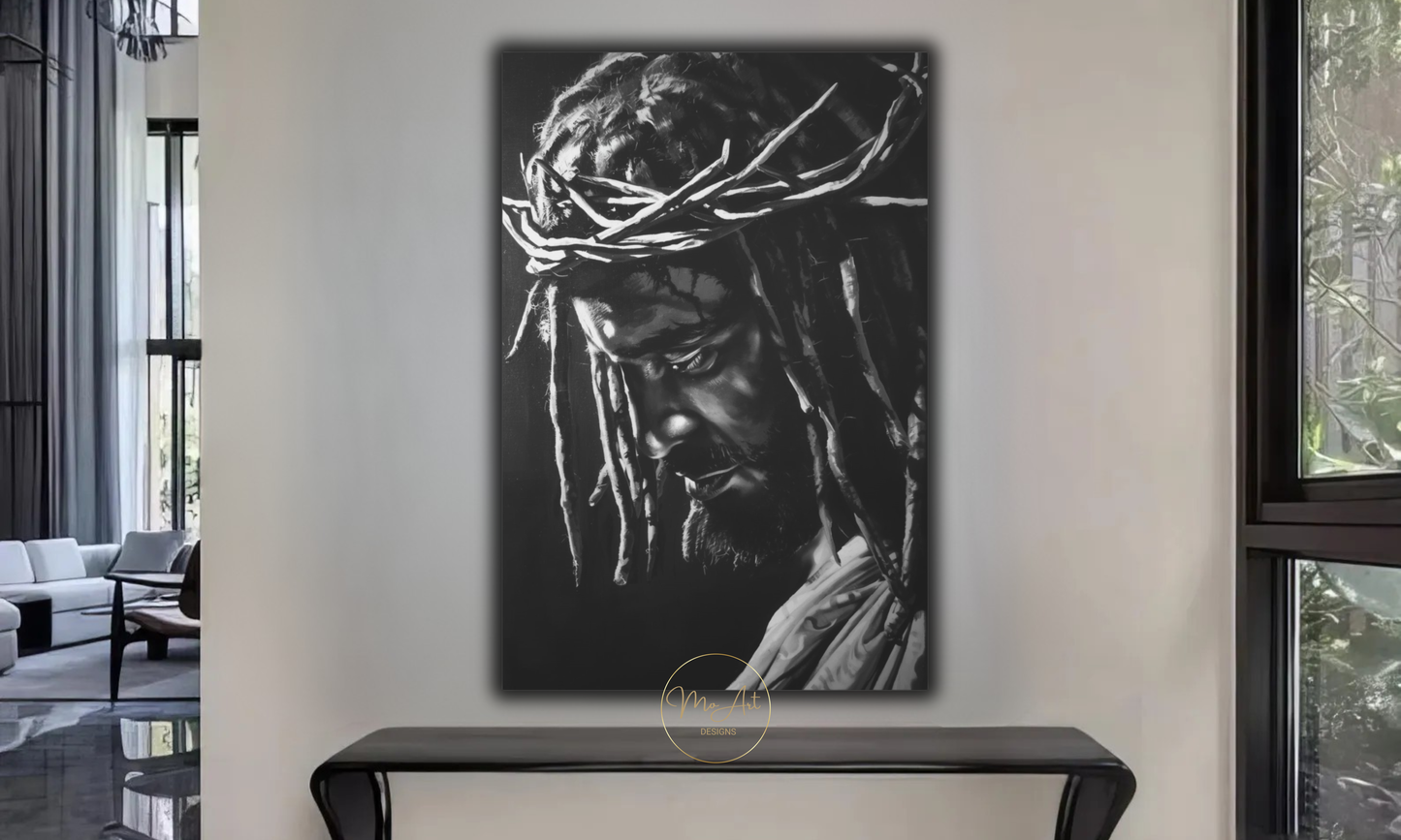 Black Jesus - Crown of Thorns Wall Art / Canvas Print