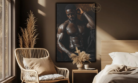 Midnight Strength – Sensual Black Man Wall Art / Canvas Print