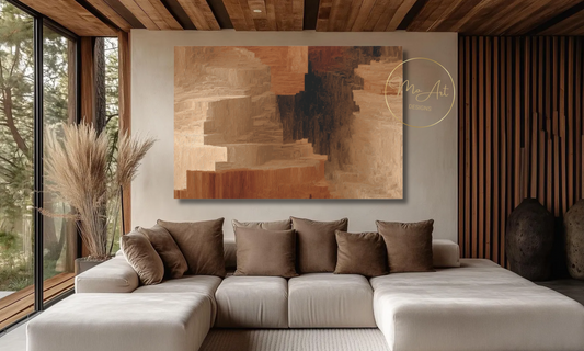 Modern Brown and Beige Abstract Canvas Wall Art