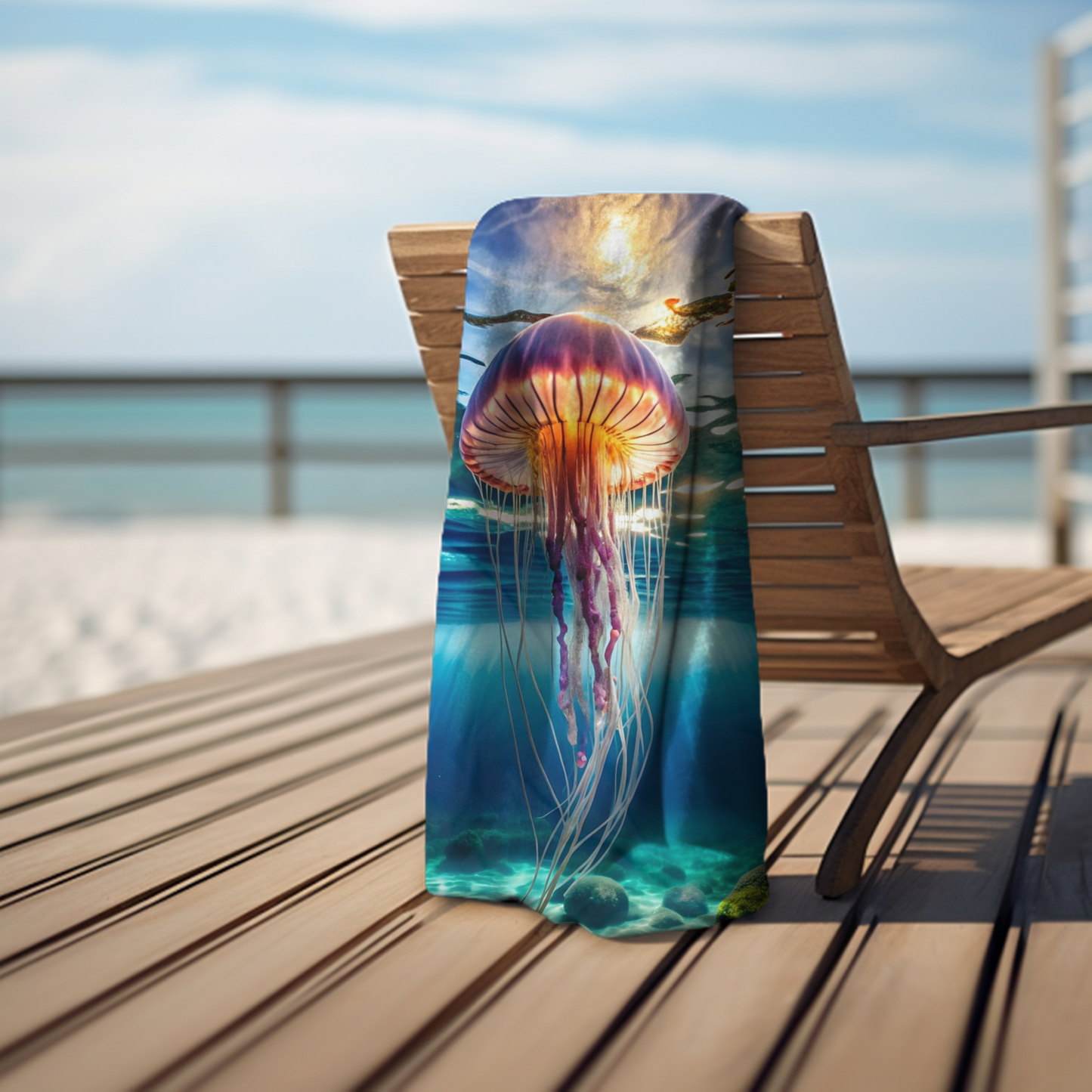 Tropical Waves and Jellyfish Dreams  - Beach Towel