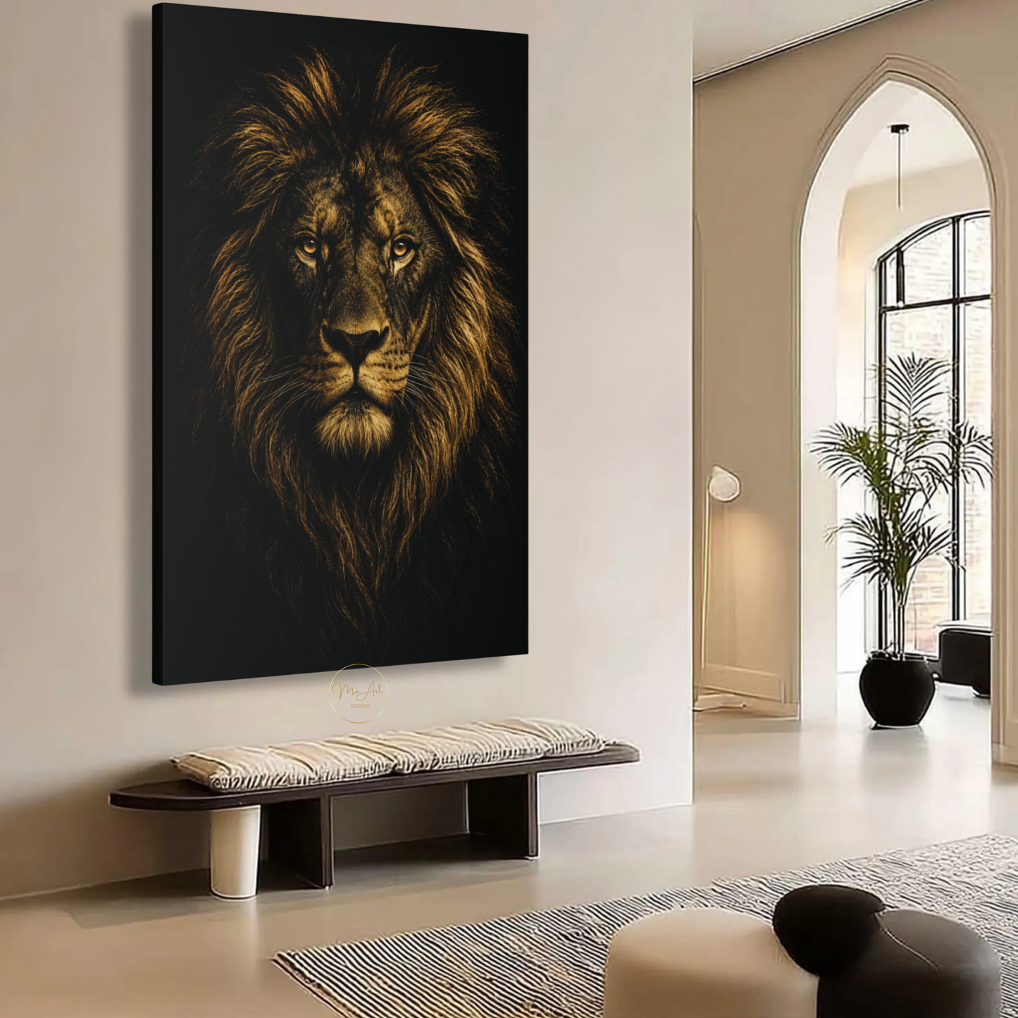 Black & Gold Lion Wall Art – Majestic Lion Canvas Print | Luxury Animal Artwork for Modern Home Decor