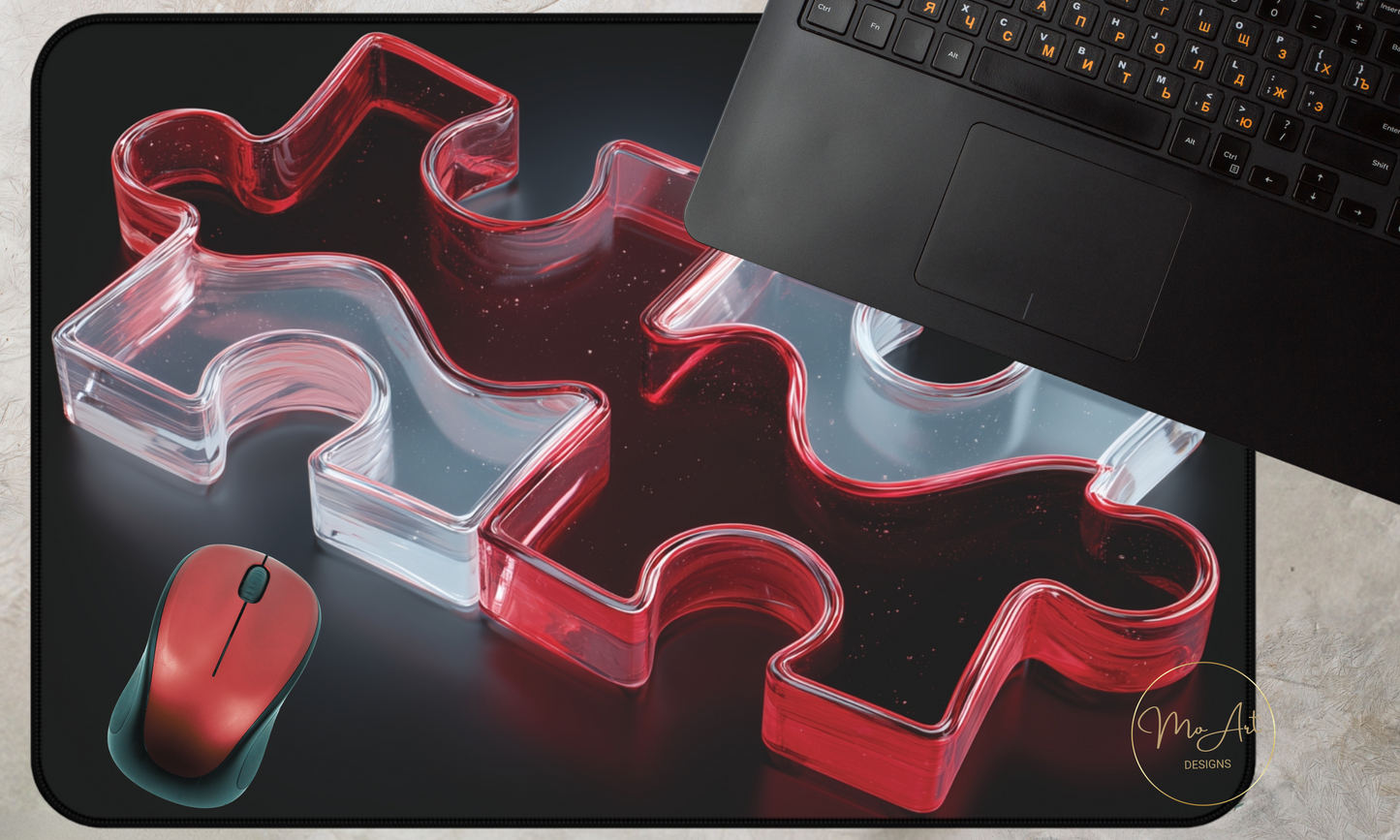 Ruby Radiance Puzzle Piece Desk Mat / Mouse Pad