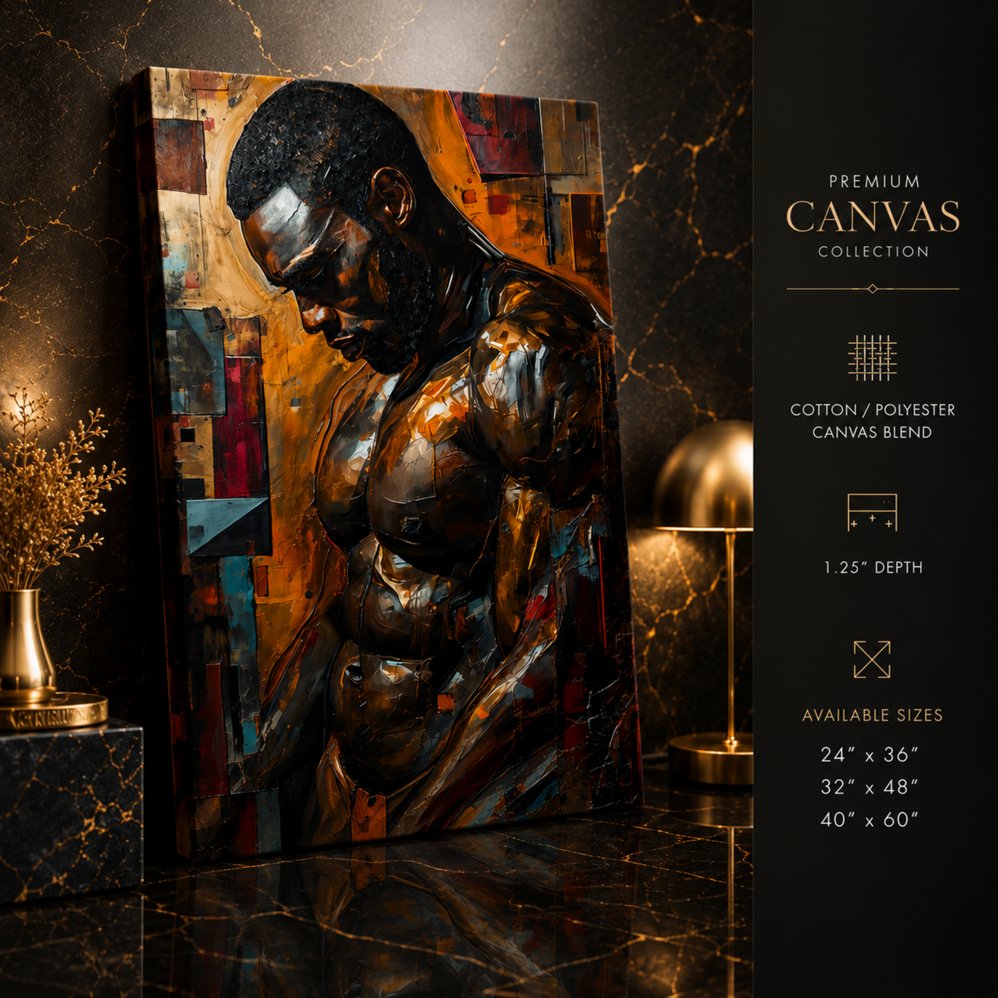 Black Man Wall Art | Abstract Colorful African American Canvas Print | Modern Home Decor