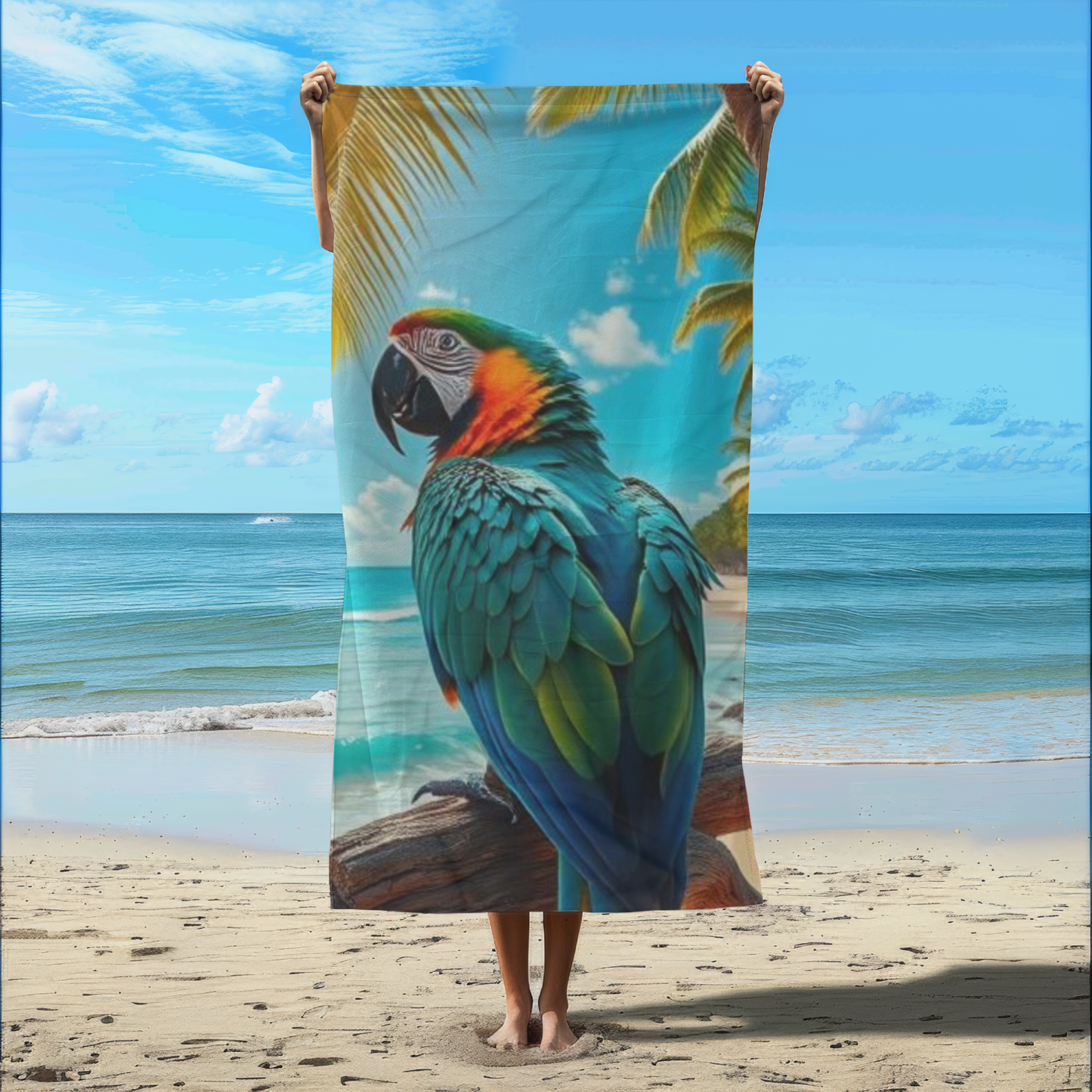 Vibrant Blue Parrot Paradise -  Beach Towel