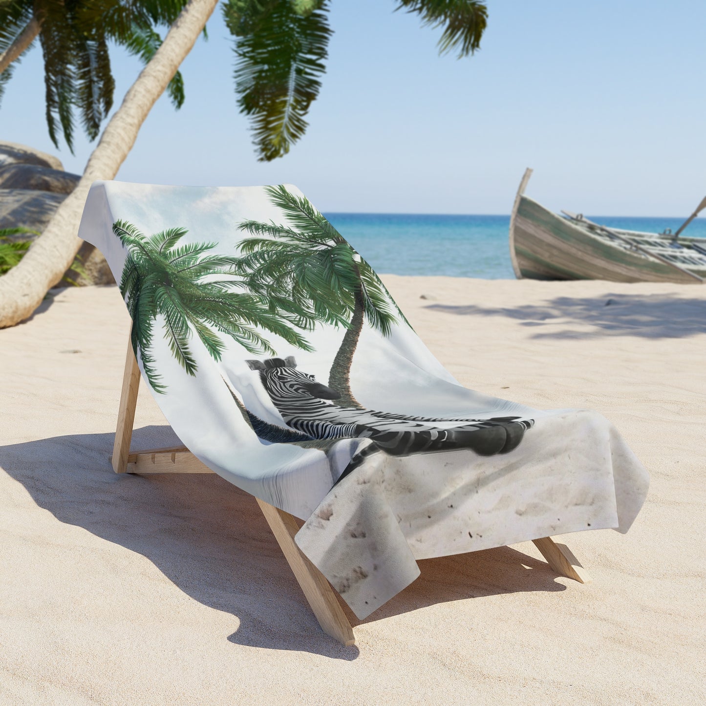 Cute Zebra at Beach -  Beach Towel