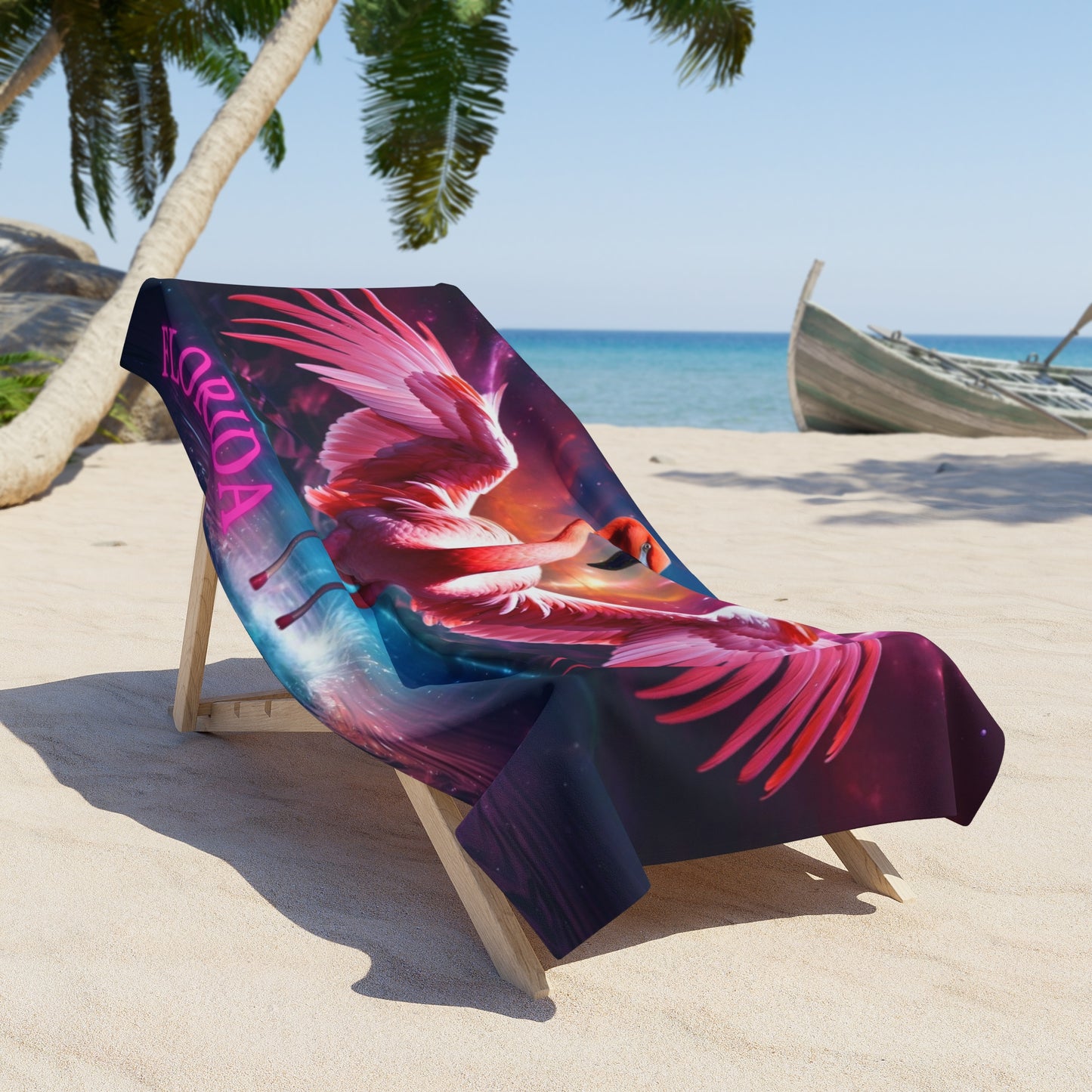 Exotic Pink Flamingo Florida - Beach Towel