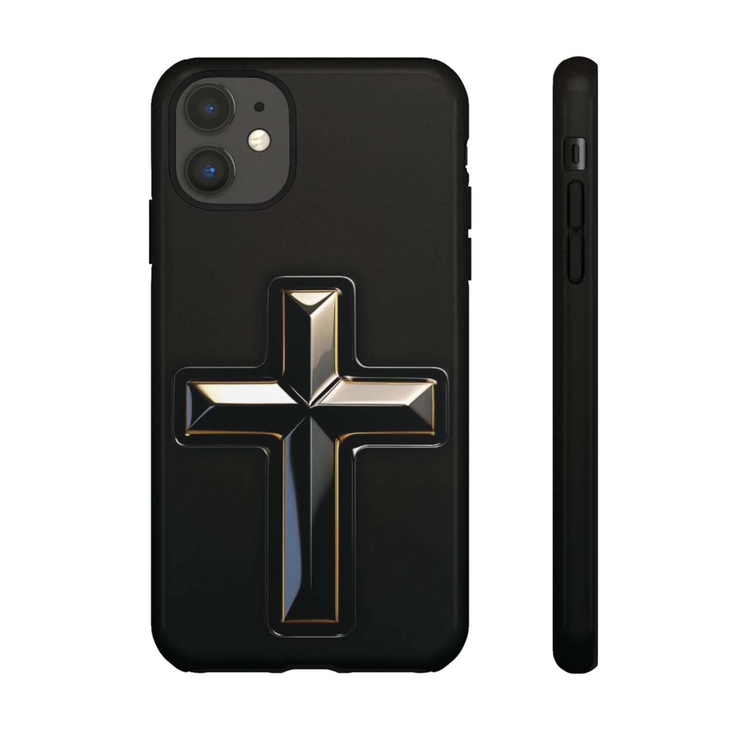 Black and Gold Cross Tough Phone Case – Compatible with iPhone & Samsung