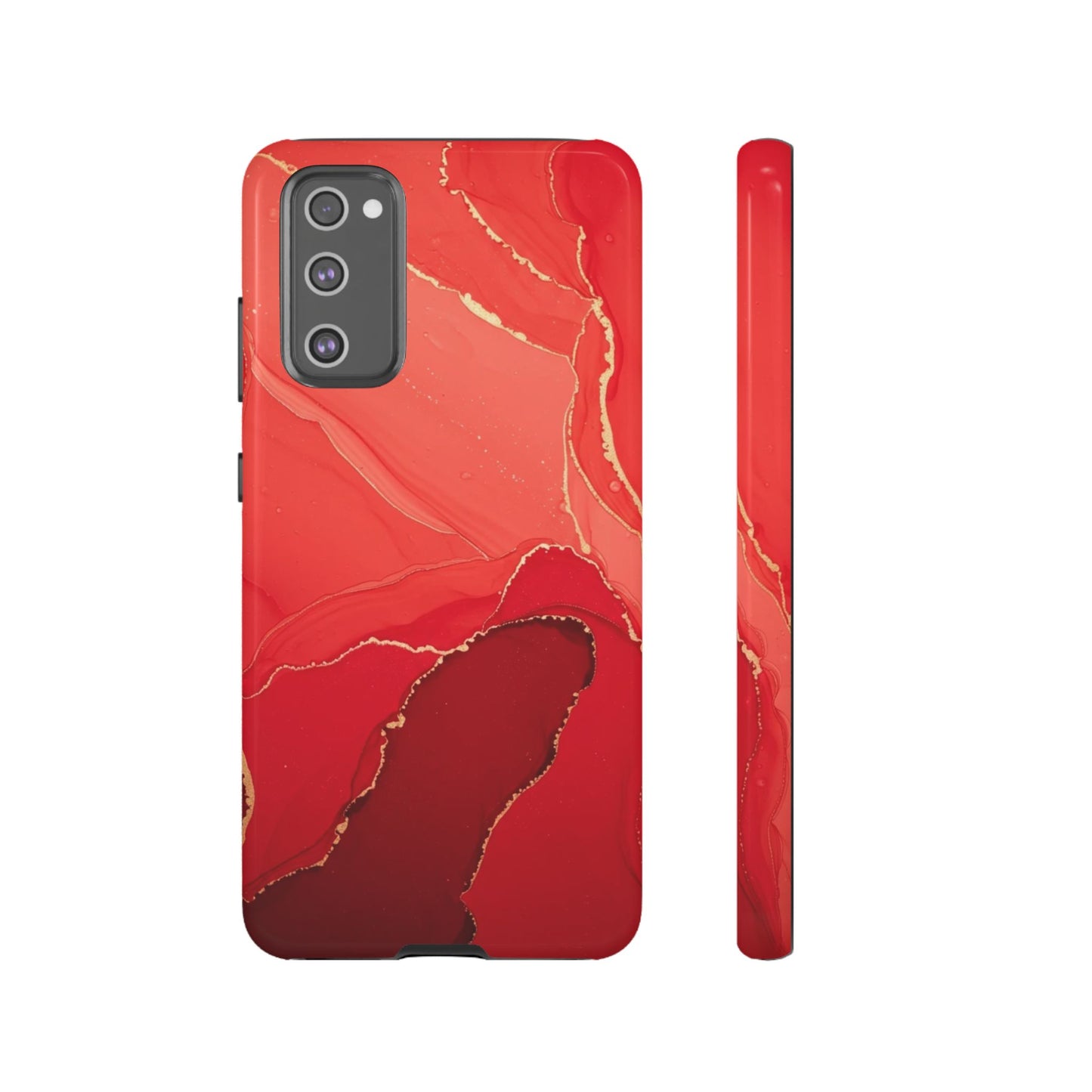Red & Gold Marble Design - Tough Phone Case - iPhone or Samsung Phones