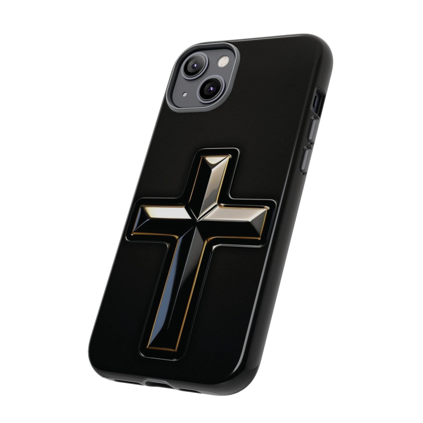 Black and Gold Cross Tough Phone Case – Compatible with iPhone & Samsung