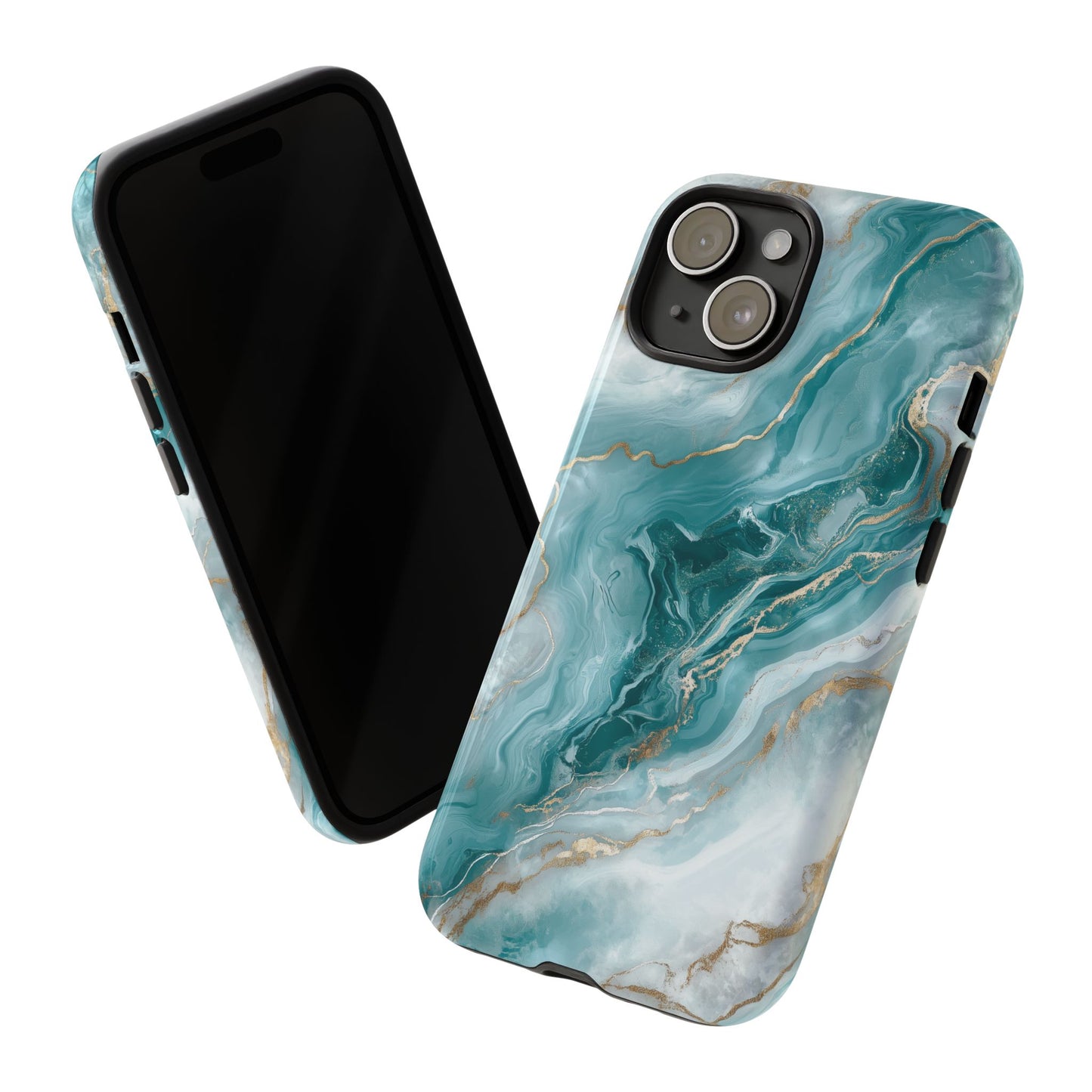 Stylish Turquoise Marbled Tough Phone Case for Ultimate Protection, iPhone or Samsung Phone Case