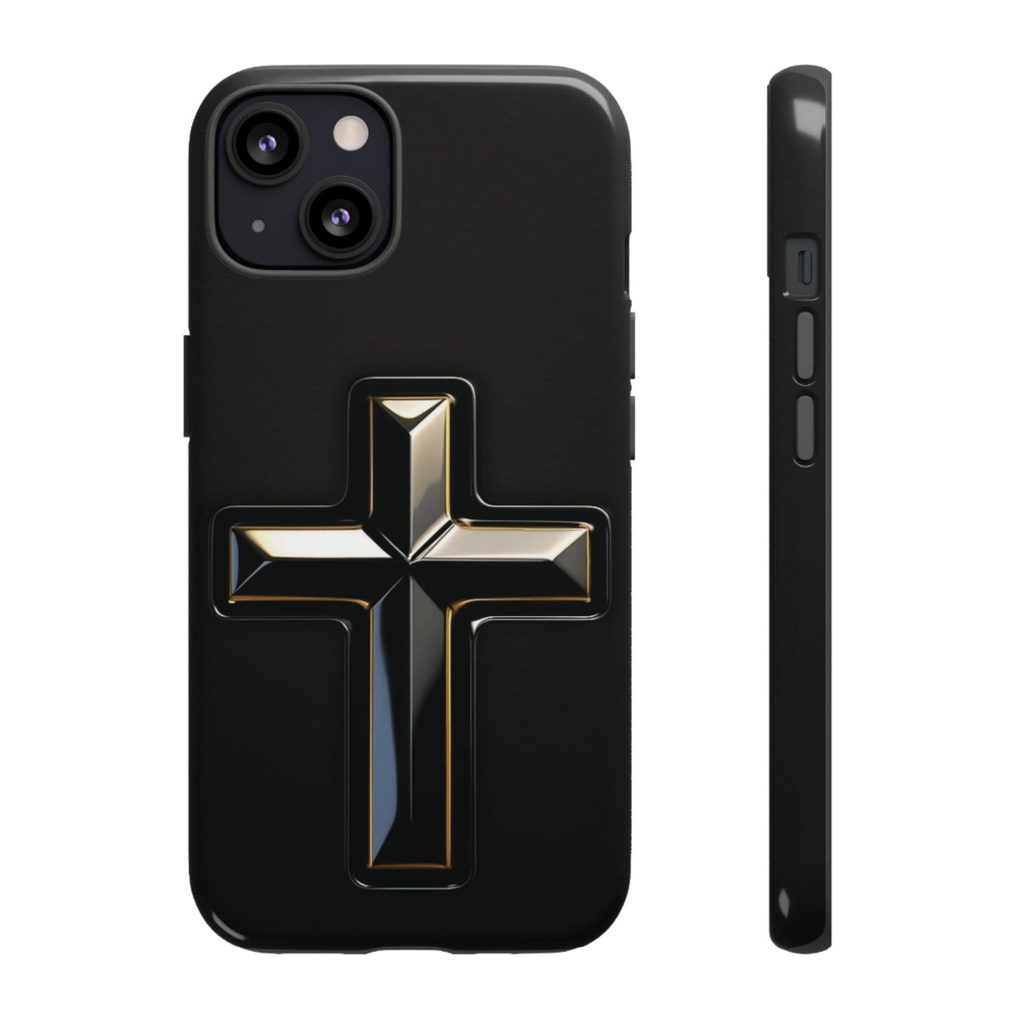 Black and Gold Cross Tough Phone Case – Compatible with iPhone & Samsung