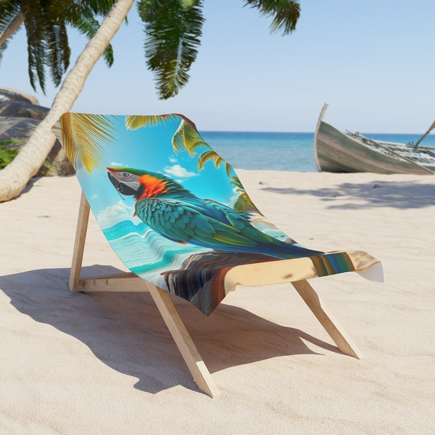 Vibrant Blue Parrot Paradise -  Beach Towel