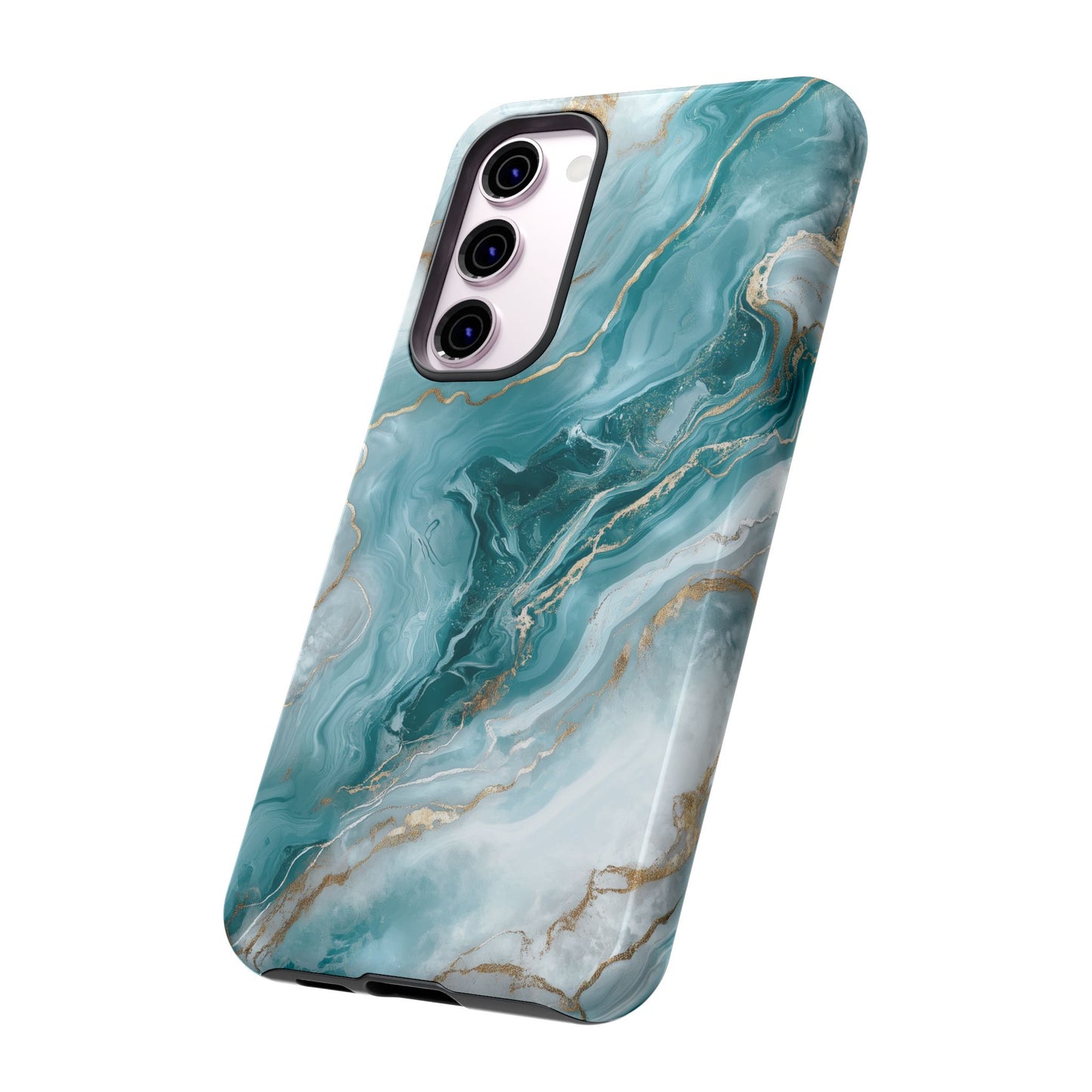 Stylish Turquoise Marbled Tough Phone Case for Ultimate Protection, iPhone or Samsung Phone Case