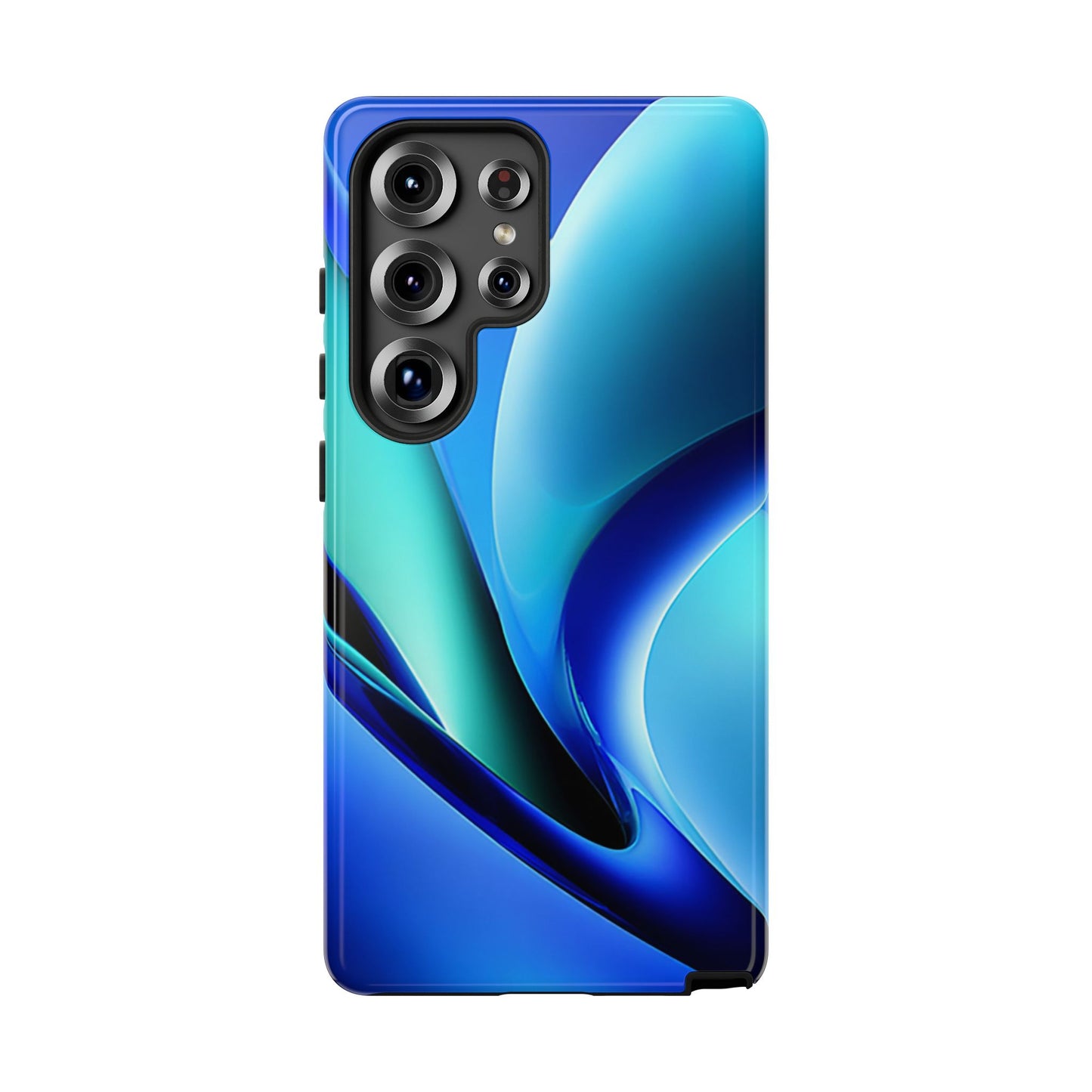 Abstract Blue/Turquoise Tough Phone Case – Compatible with iPhone & Samsung