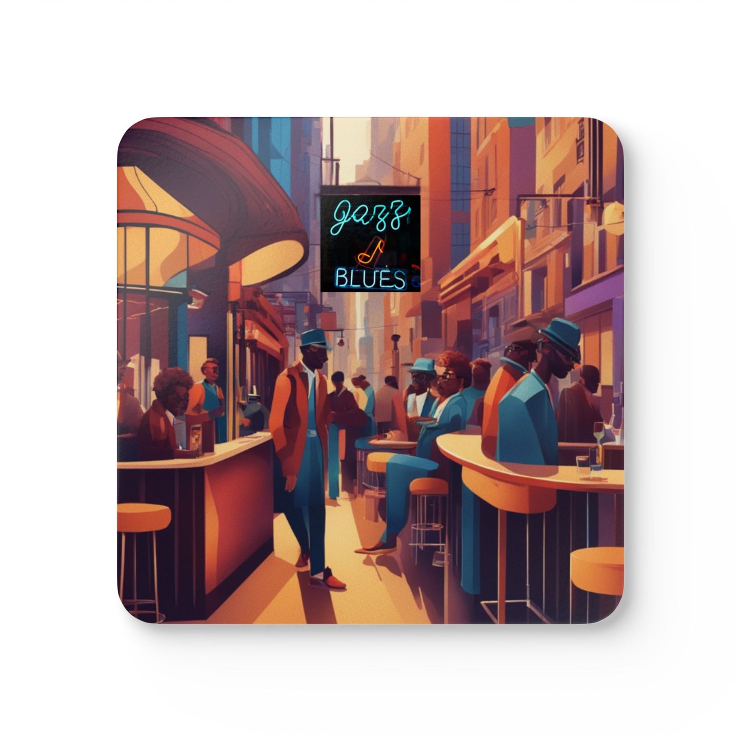 Abstract Jazz & Blues Bar Corkwood Coaster Set